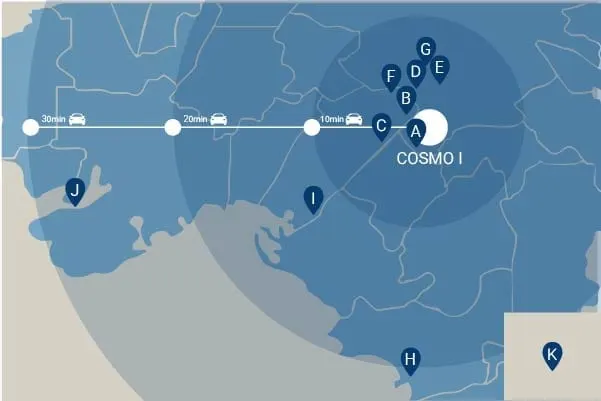 كوزمو ١ — location map