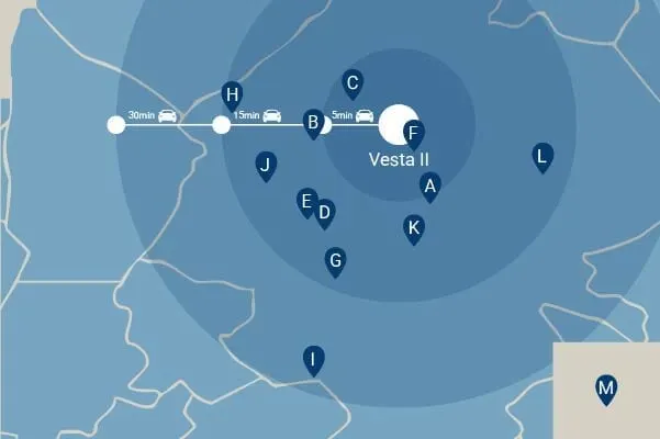 Vesta II — location map