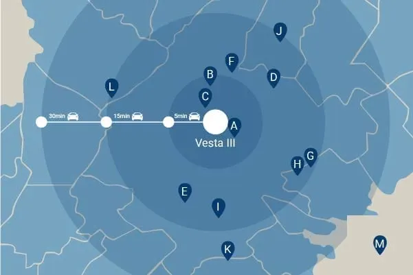 Vesta III — location map